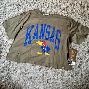 Kansas Jayhawks Football College Grunge Preppy graphic boxy‎ crop top